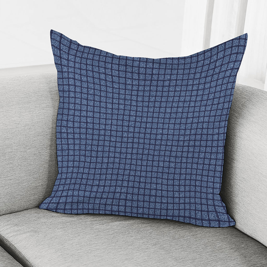 Denim Windowpane Pattern Print Pillow Cover