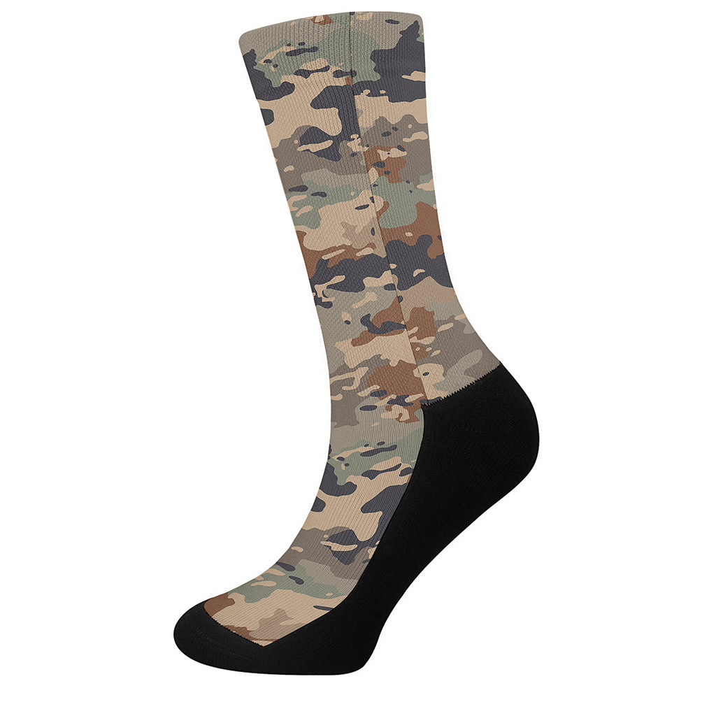 Desert Camouflage Print Crew Socks