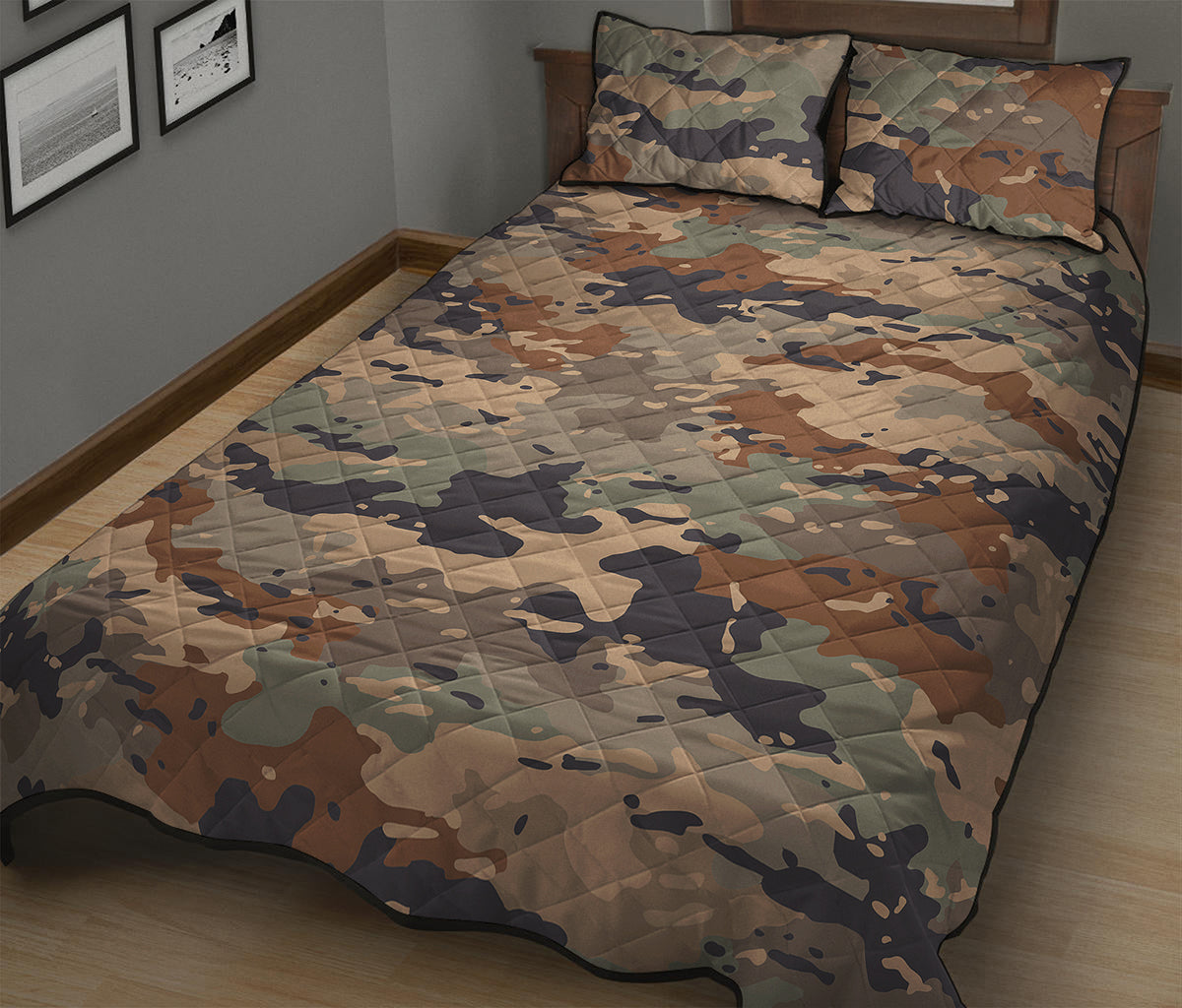 Desert Camouflage Print Quilt Bed Set