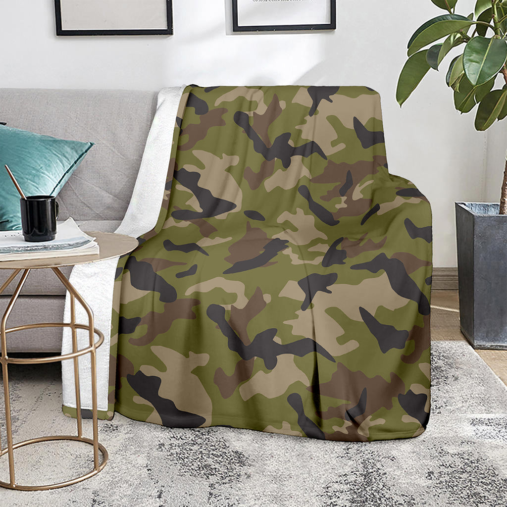 Desert Green Camouflage Print Blanket