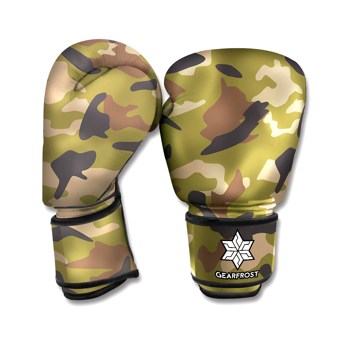 Desert Green Camouflage Print Boxing Gloves
