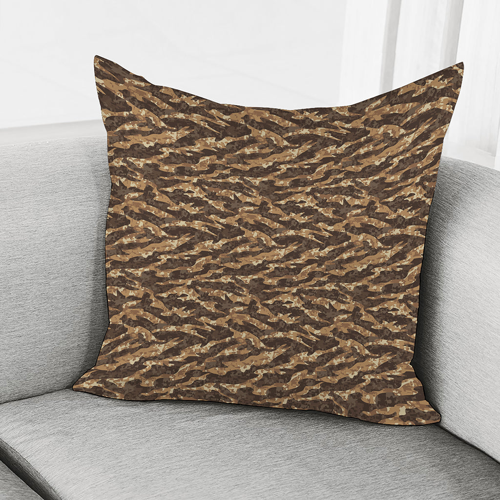 Desert Tiger Stripe Camouflage Print Pillow Cover