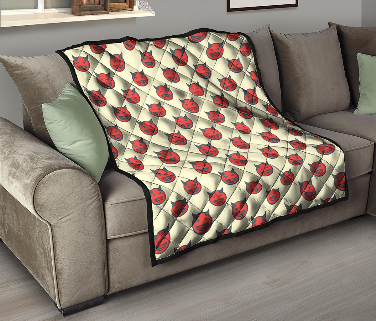 Devil Emoji Pattern Print Quilt