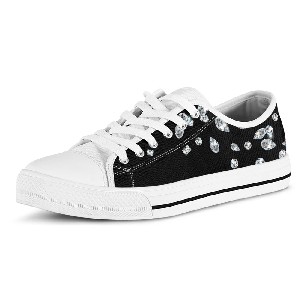 Diamond Gems Print White Low Top Shoes
