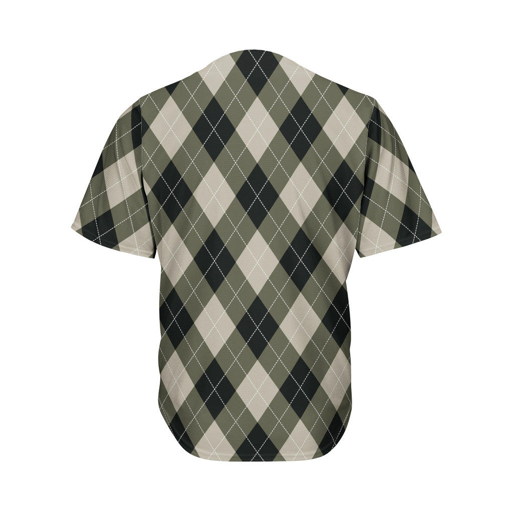 Diamond Shapes Argyle Pattern Print Men's Baseball Jersey