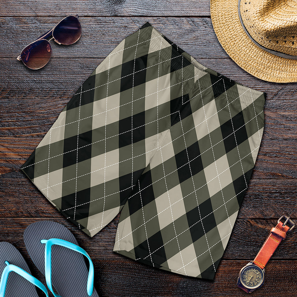 Diamond Shapes Argyle Pattern Print Men's Shorts
