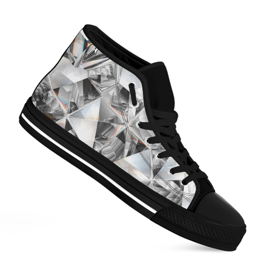 Diamond Texture Print Black High Top Shoes