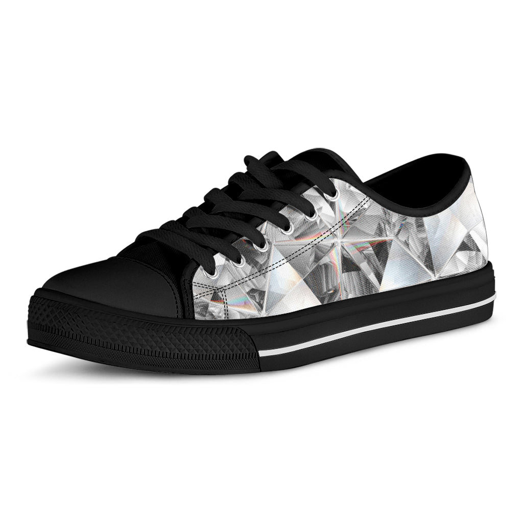 Diamond Texture Print Black Low Top Shoes