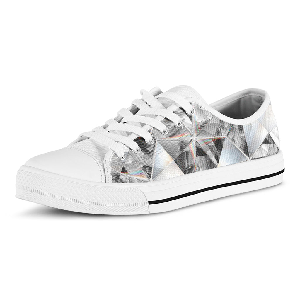 Diamond Texture Print White Low Top Shoes