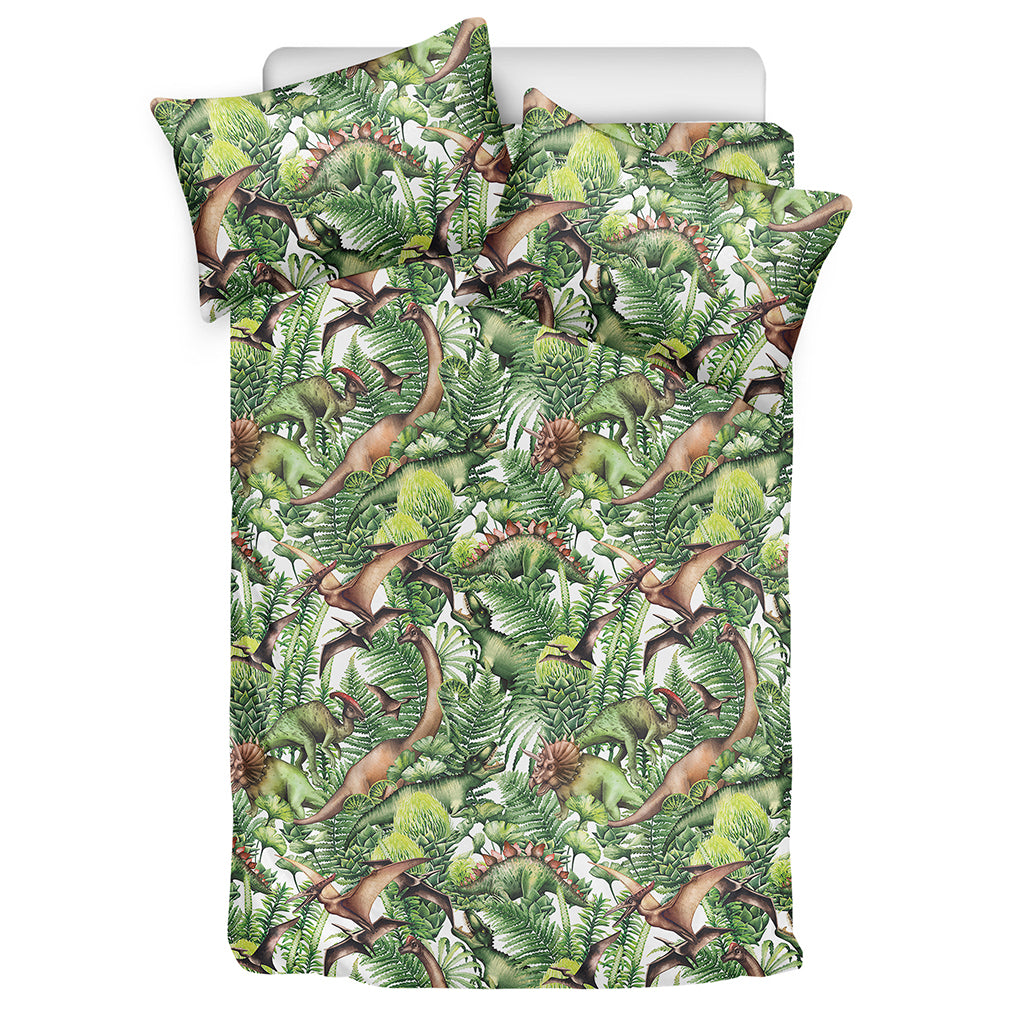 Dinosaur And Prehistoric Plants Print Duvet Cover Bedding Set