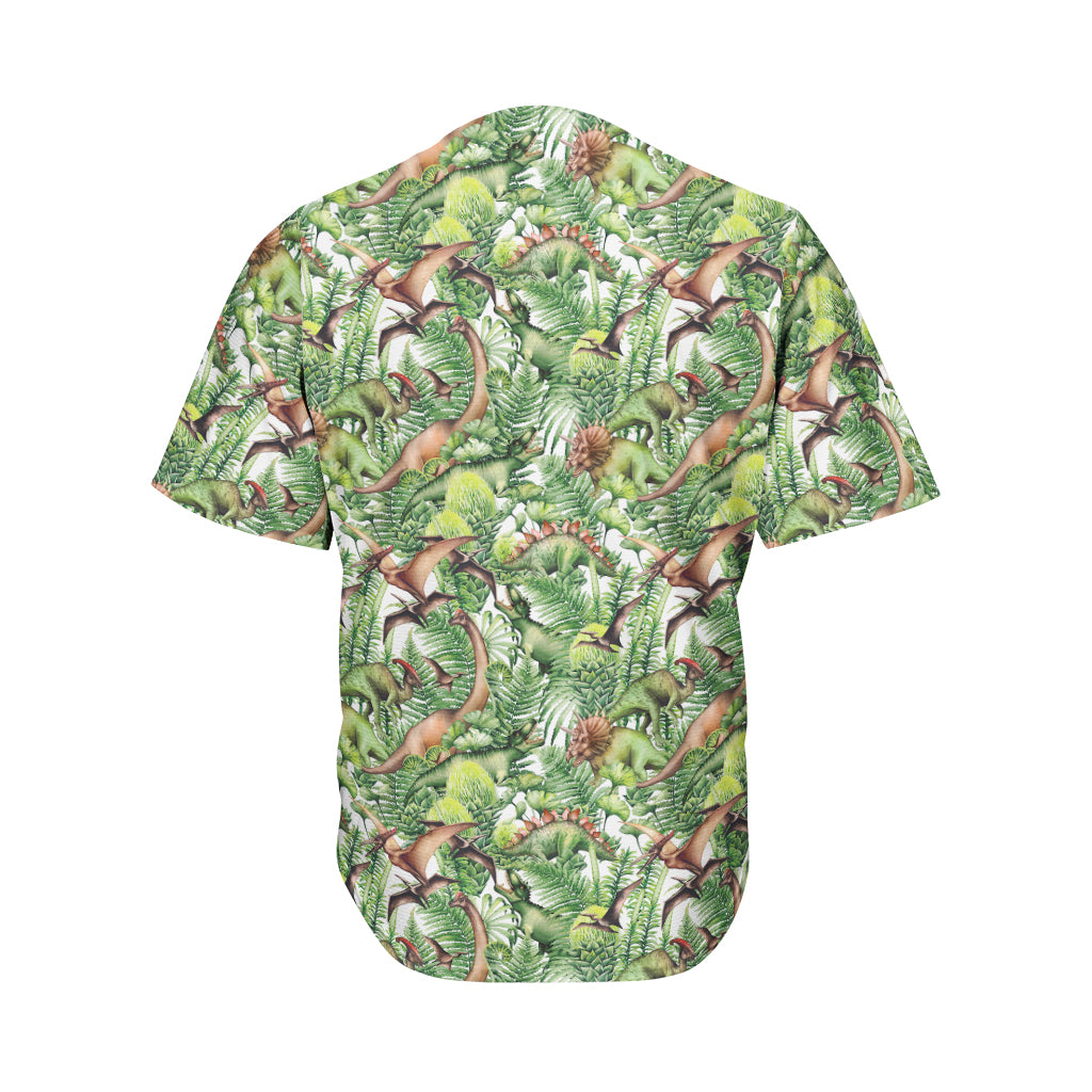 Dinosaur And Prehistoric Plants Print Men's Baseball Jersey