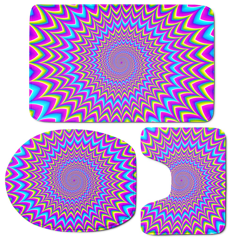 Dizzy Spiral Moving Optical Illusion 3 Piece Bath Mat Set