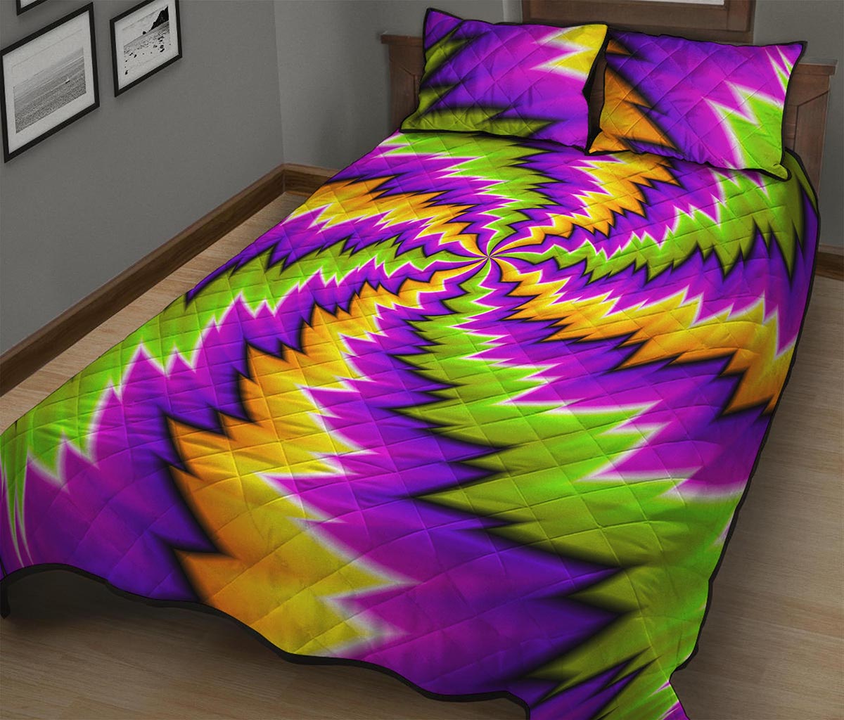 Dizzy Vortex Moving Optical Illusion Quilt Bed Set