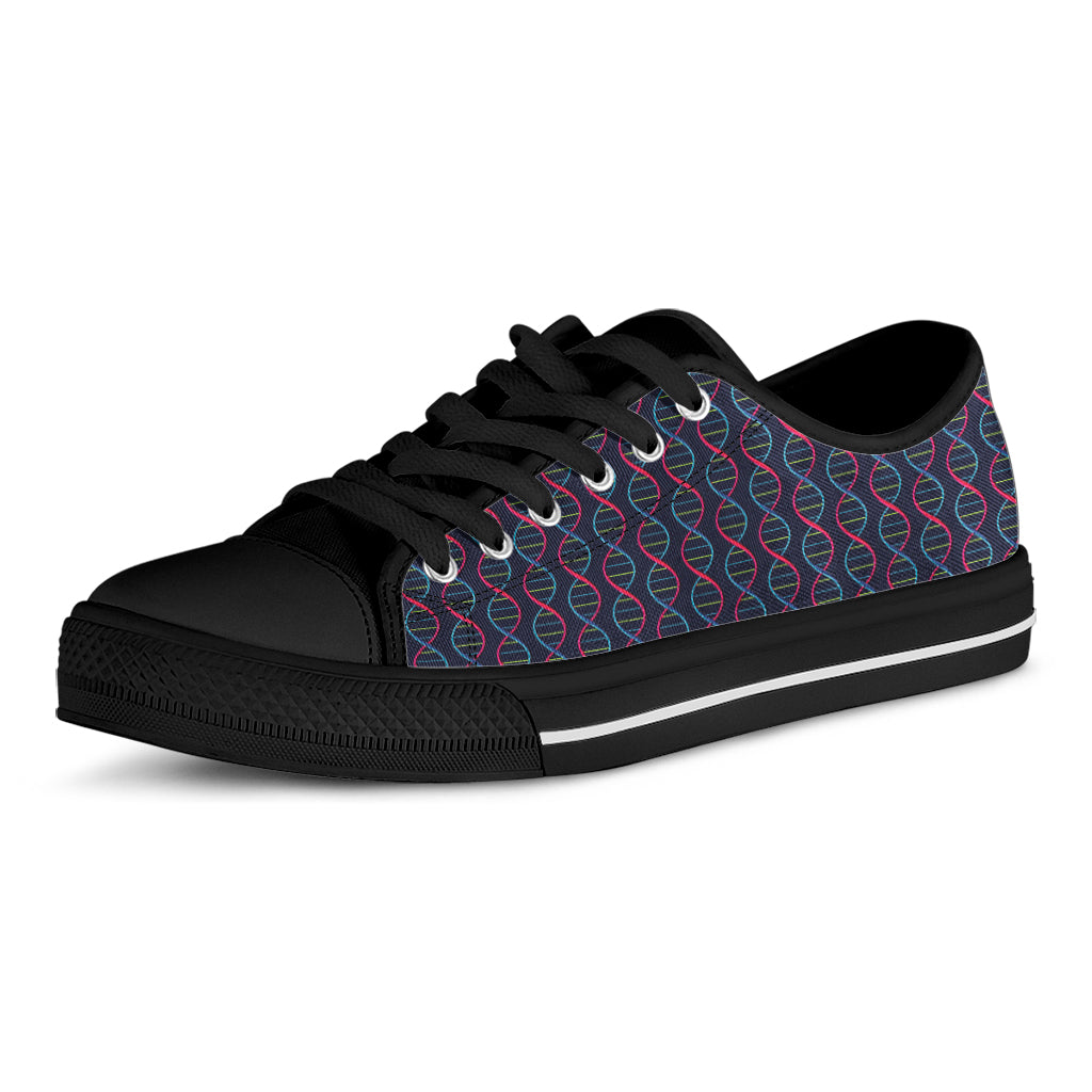 DNA Helix Pattern Print Black Low Top Shoes