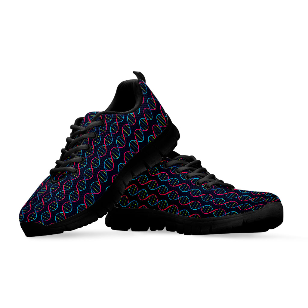 DNA Helix Pattern Print Black Sneakers