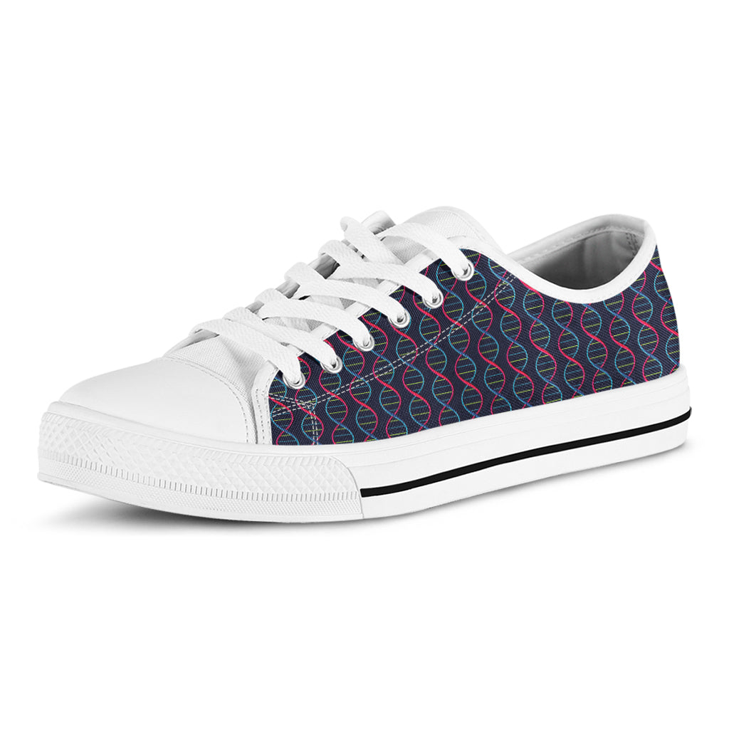 DNA Helix Pattern Print White Low Top Shoes