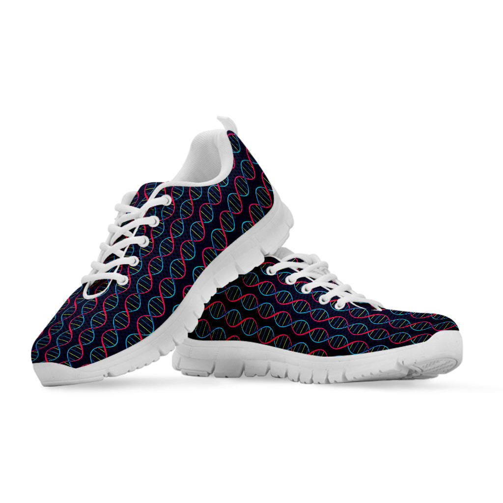 DNA Helix Pattern Print White Sneakers