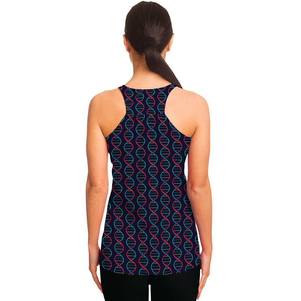 DNA Helix Pattern Print Women's Racerback Tank Top