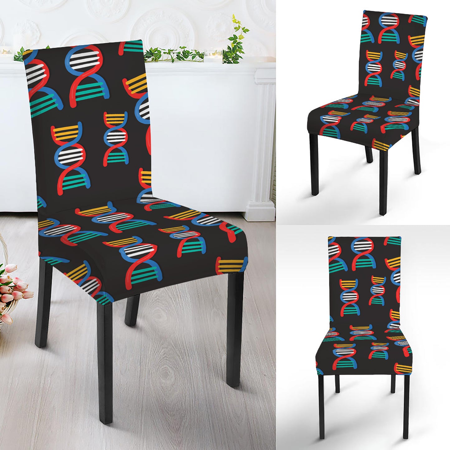 DNA Strands Pattern Print Dining Chair Slipcover