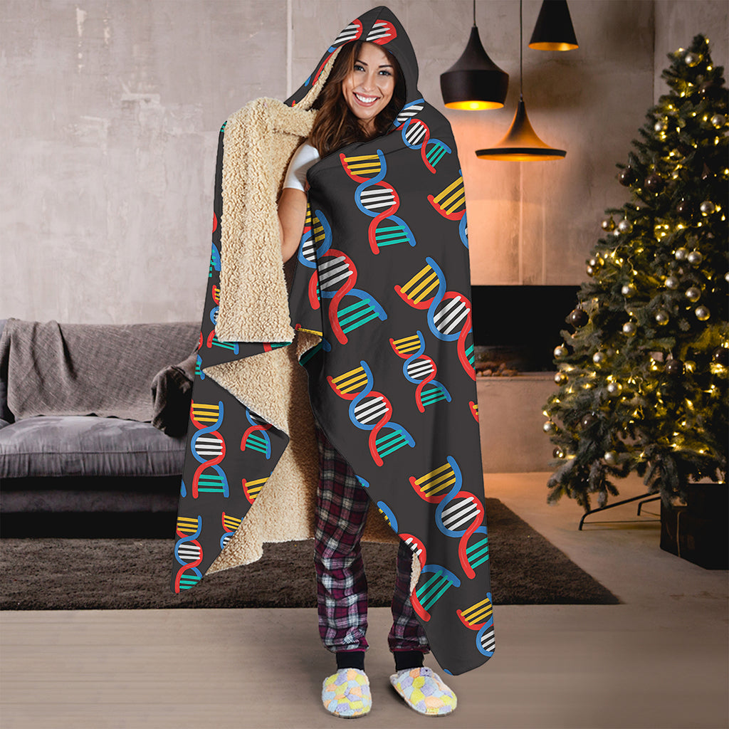 DNA Strands Pattern Print Hooded Blanket