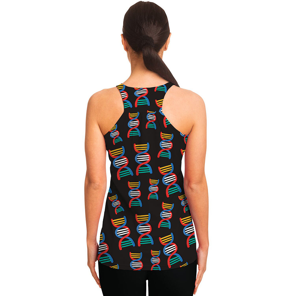 DNA Strands Pattern Print Women's Racerback Tank Top