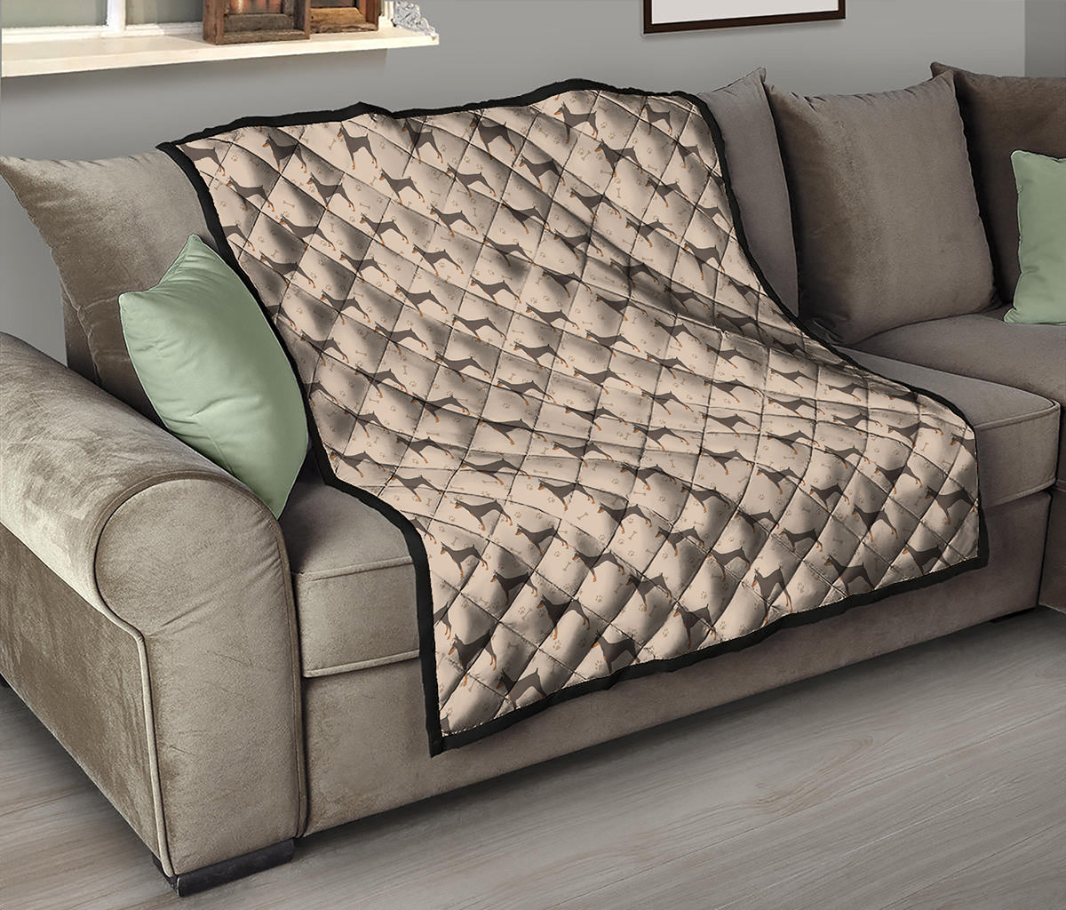 Doberman Pinscher Pattern Print Quilt