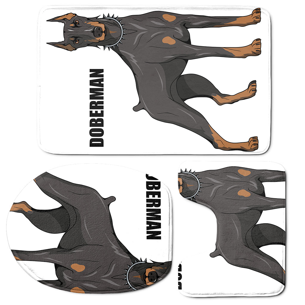 Doberman Pinscher Print 3 Piece Bath Mat Set