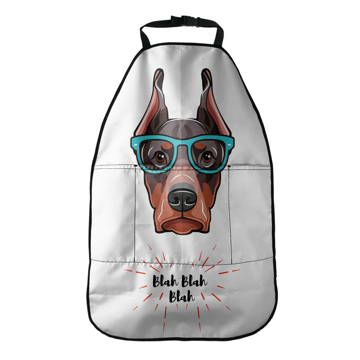 Dobermann With Glasses Print Car Seat Organizers