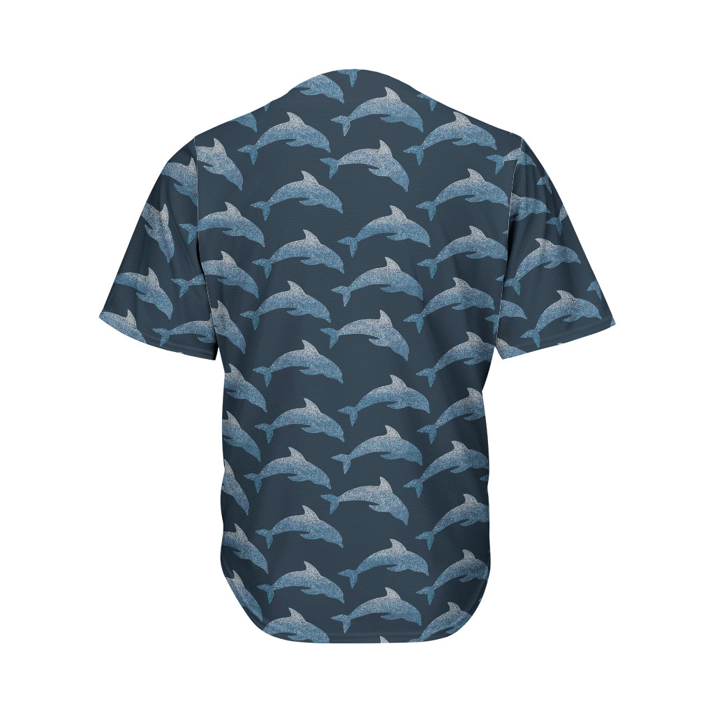 Dolphin Dot Pattern Print Men's Baseball Jersey