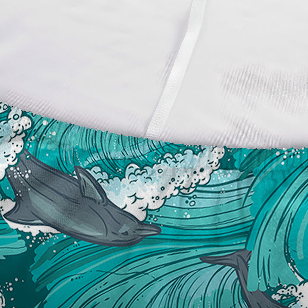 Dolphin Riding Waves Pattern Print Sofa Cover