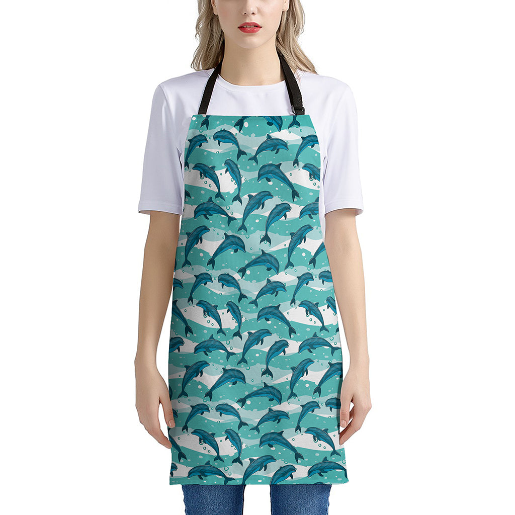 Dolphins In The Ocean Pattern Print Apron