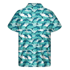 Dolphins In The Ocean Pattern Print Men's Short Sleeve Shirt