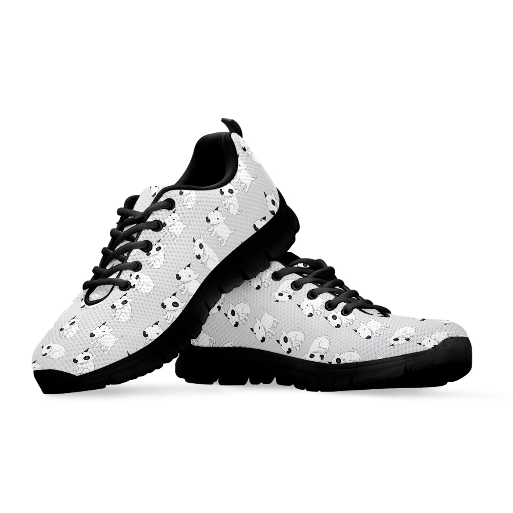 Doodle Bull Terrier Pattern Print Black Sneakers