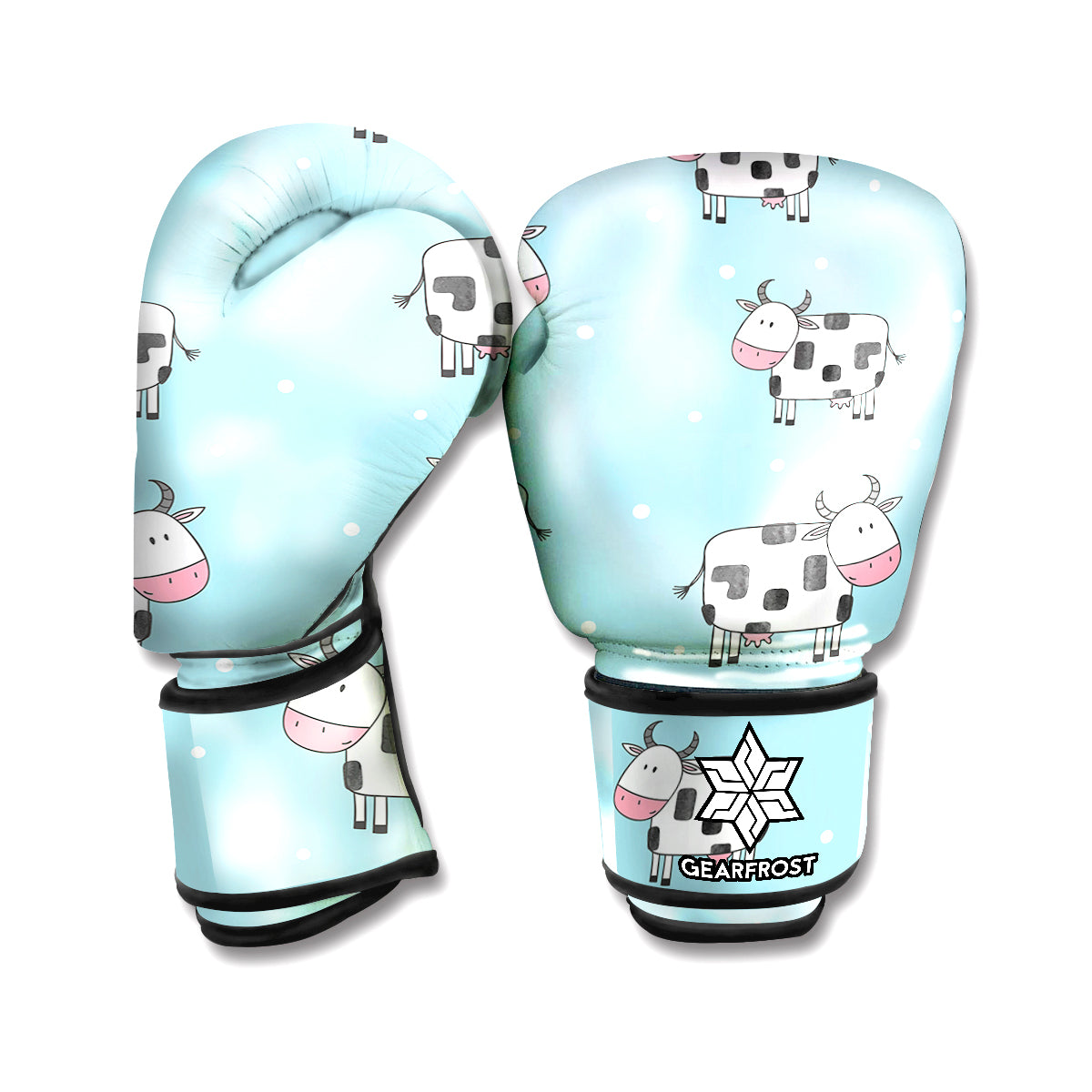 Doodle Cow Pattern Print Boxing Gloves