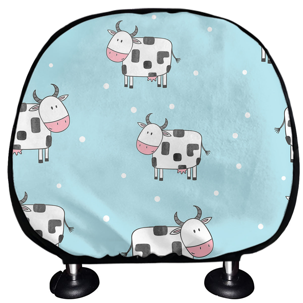 Doodle Cow Pattern Print Car Headrest Covers
