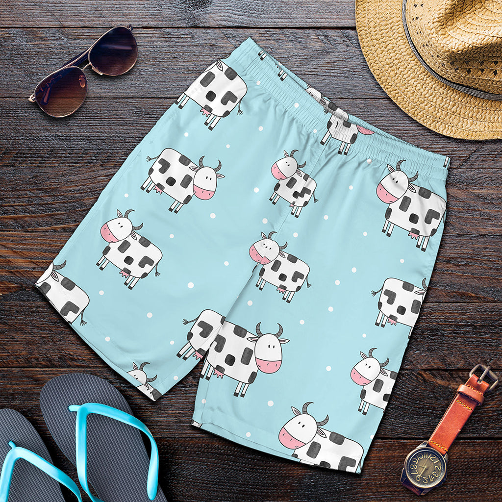Doodle Cow Pattern Print Men's Shorts