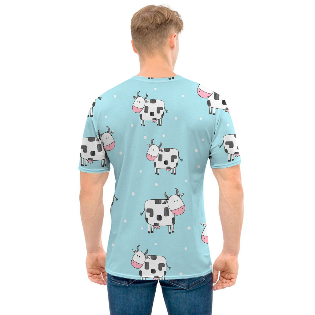 Doodle Cow Pattern Print Men's T-Shirt