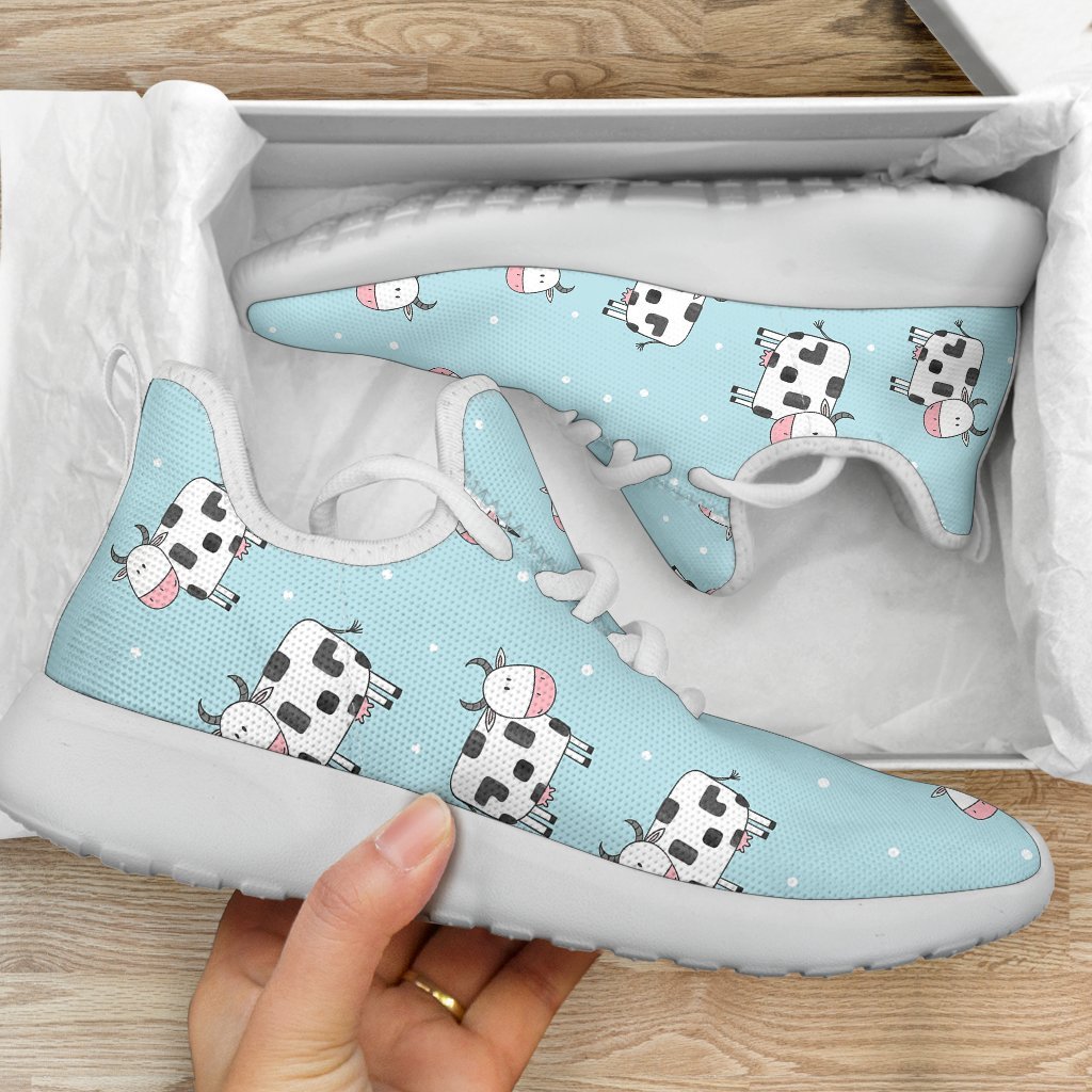Doodle Cow Pattern Print Mesh Knit Shoes GearFrost