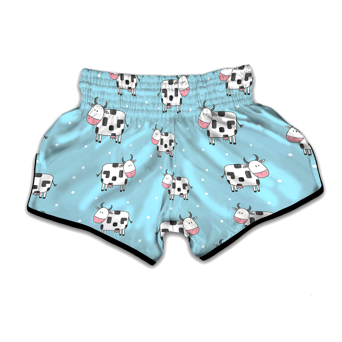 Doodle Cow Pattern Print Muay Thai Boxing Shorts