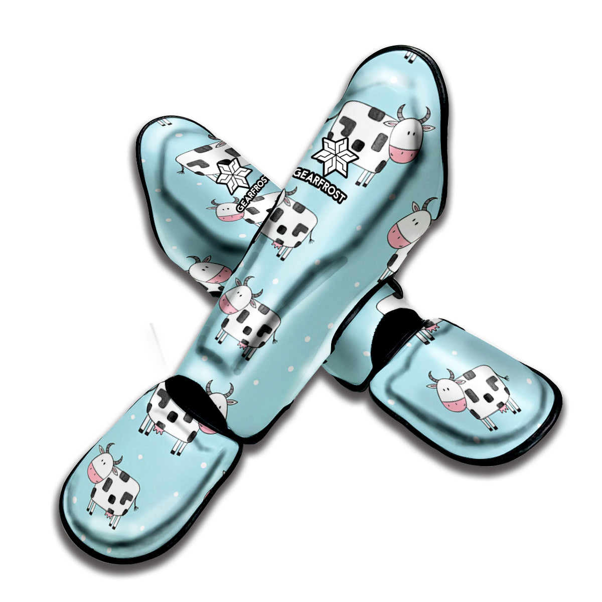 Doodle Cow Pattern Print Muay Thai Shin Guard
