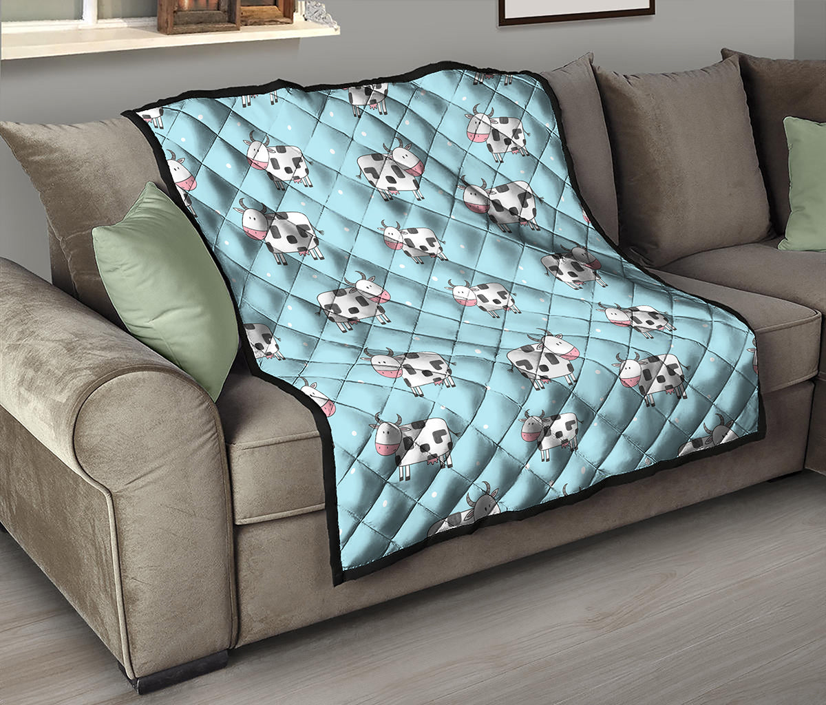 Doodle Cow Pattern Print Quilt