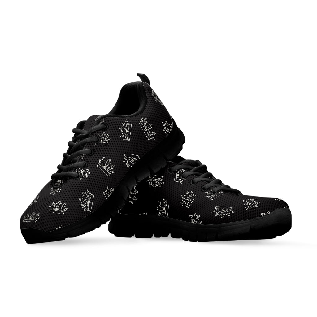 Doodle Crown Pattern Print Black Sneakers