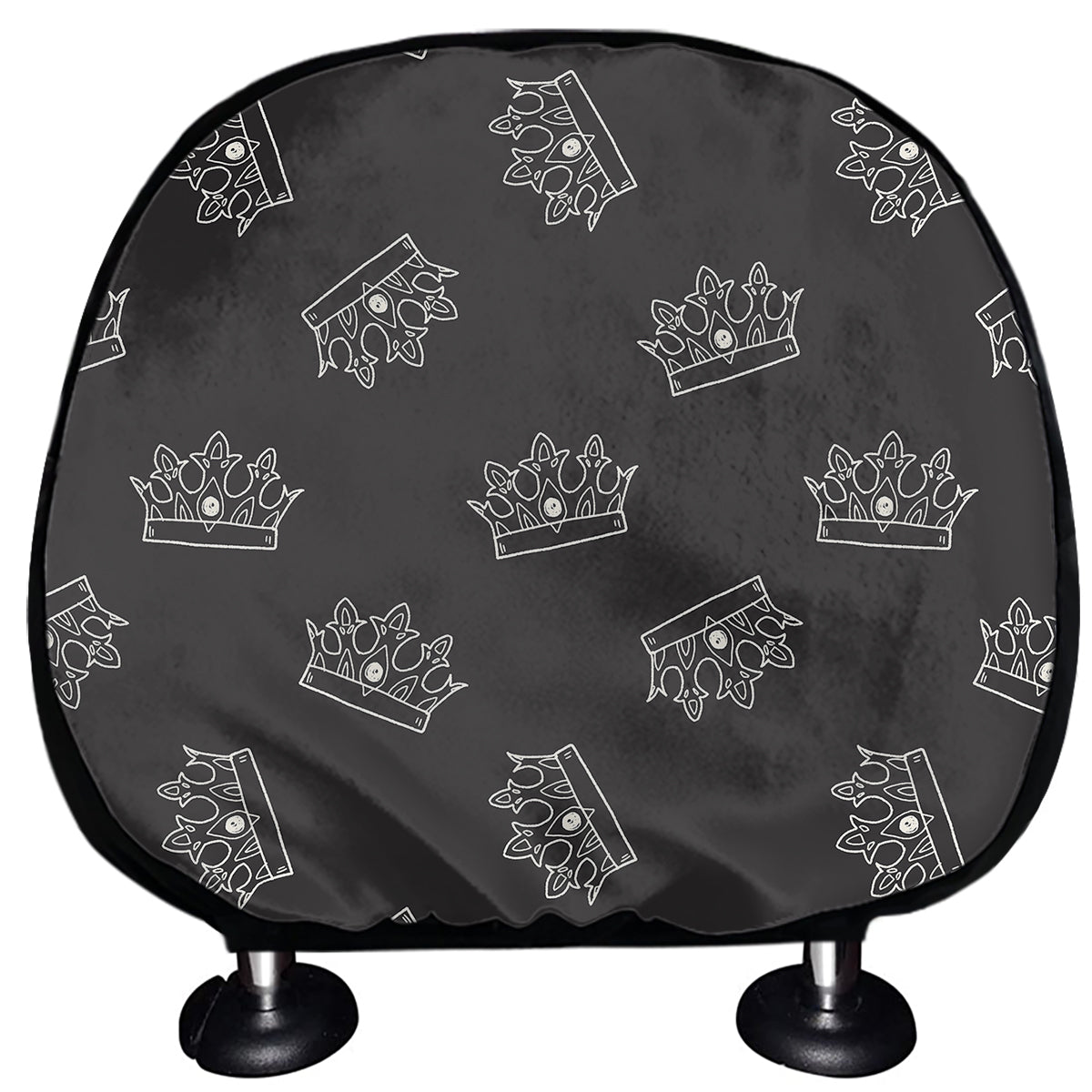 Doodle Crown Pattern Print Car Headrest Covers