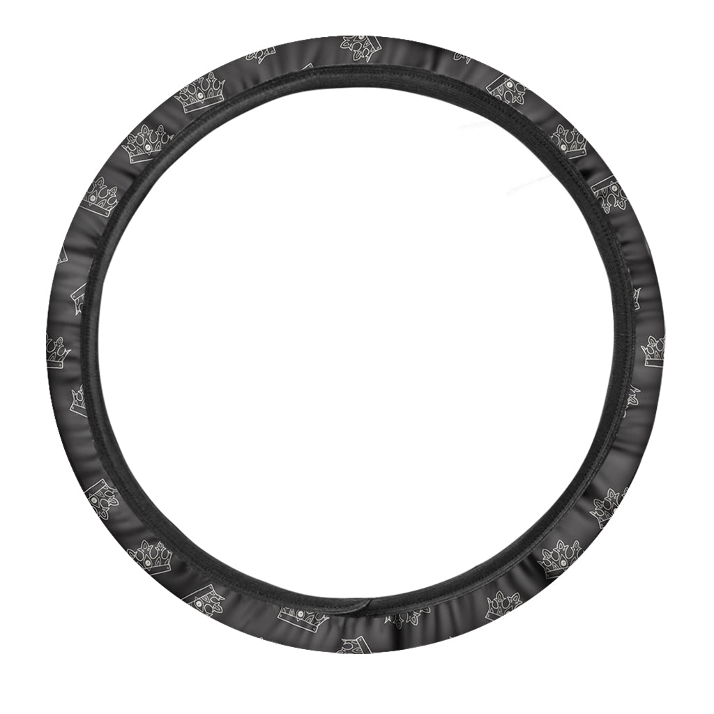 Doodle Crown Pattern Print Car Steering Wheel Cover