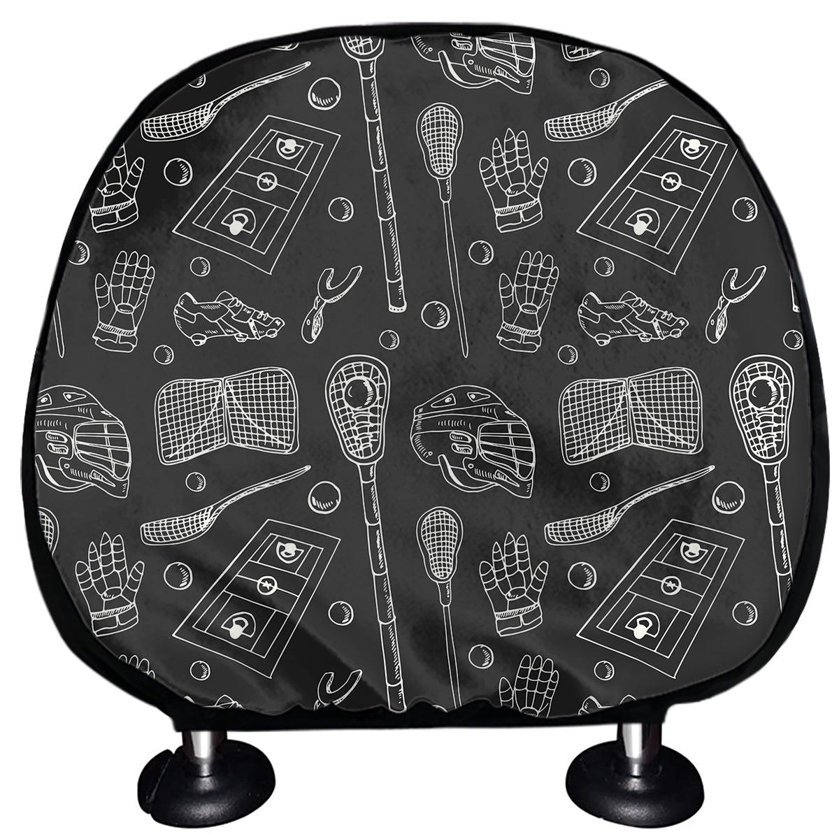 Doodle Lacrosse Pattern Print Car Headrest Covers
