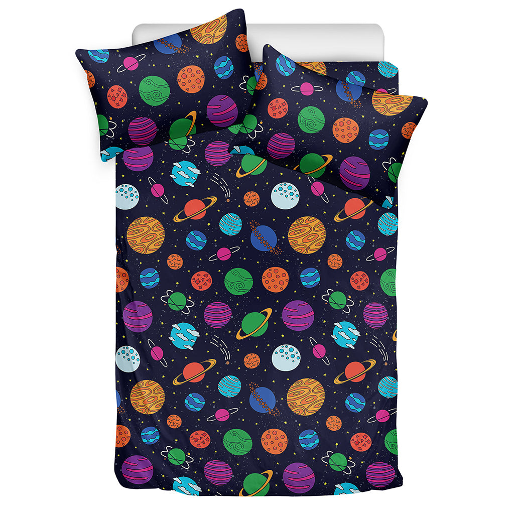 Doodle Planets Pattern Print Duvet Cover Bedding Set