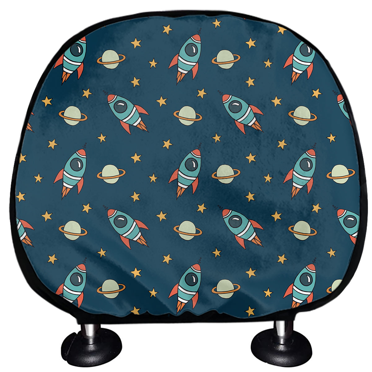 Doodle Rocket Pattern Print Car Headrest Covers