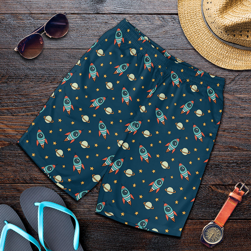 Doodle Rocket Pattern Print Men's Shorts