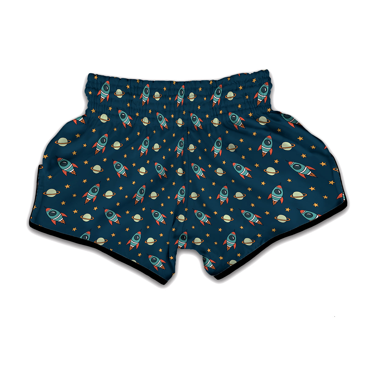 Doodle Rocket Pattern Print Muay Thai Boxing Shorts