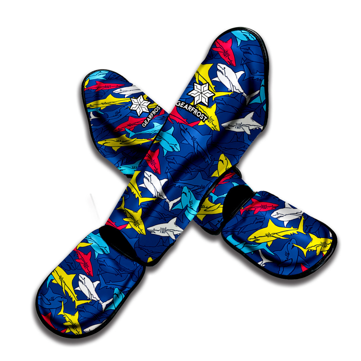 Doodle Shark Pattern Print Muay Thai Shin Guard
